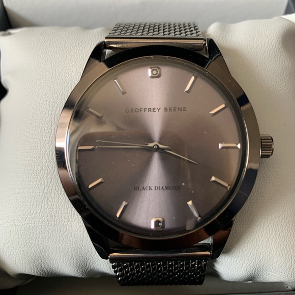 Geoffrey Beene Black Diamond Gunmetal Watch - Picture 2 of 3